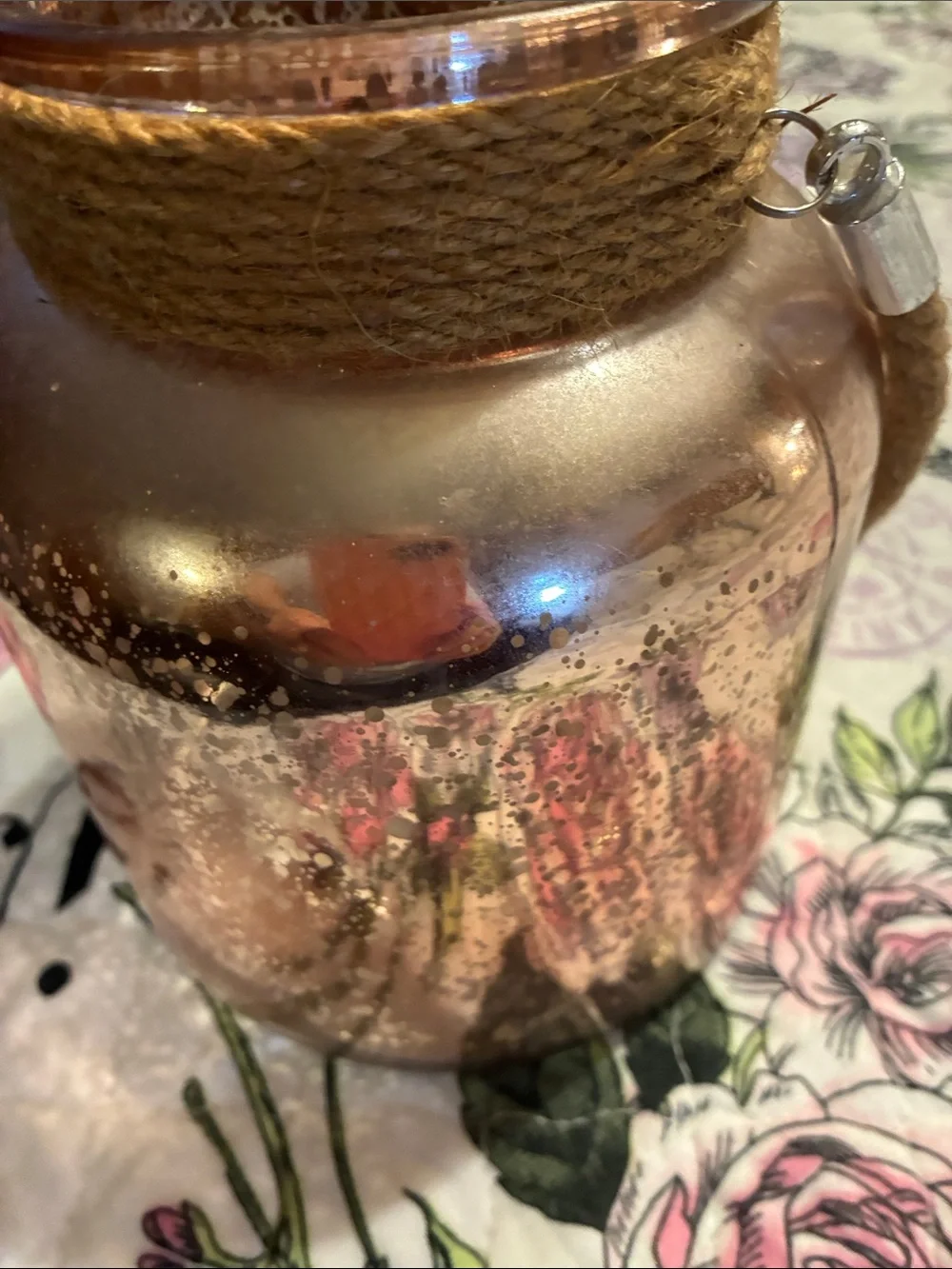 Gold Glass Rope-Handled Decorative Vase